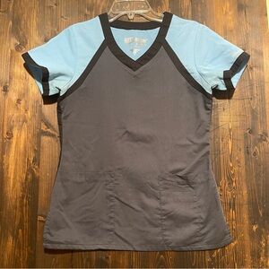 Grey's Anatomy Women's V-Neck Scrub Top - Light Blue and Dark Gray